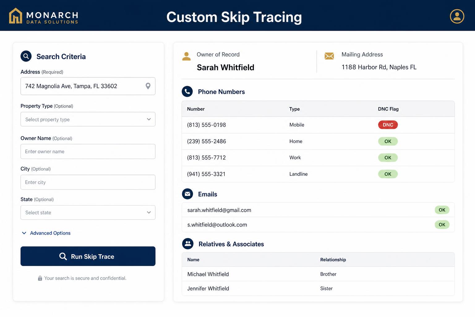 Custom Skip Tracing