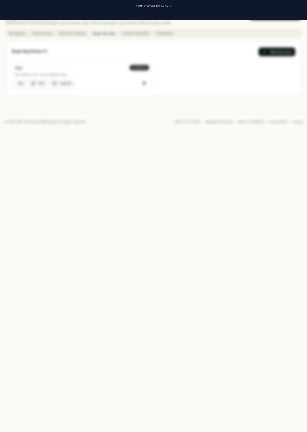 Buyers Dashboard Buy Box tab showing published buy box with Edit, View and Copy link actions